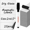 Dry Erase Magnetic Labels - Reusable Sticky Notes - Magnetic Notepads for Refrigerator - Dry Erase Magnetic Sheets - Blank Magnet Stickers to Write On - Magnets for Whiteboard Classroom Fridge, 30 pcs