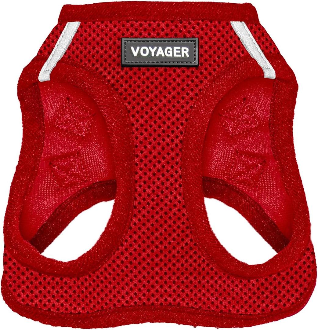 Best Pet Supplies Voyager Step-in Air Harness - All Weather Mesh, Reflective, No Pull Harness for Dogs, Cats - Secure with Hook & Loop Fastener, Buckle, Double D-Rings - Red, M (Chest: 16 - 18")