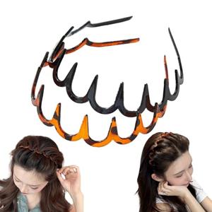 Vrose Flosi Fashion Wide Zig Zag Headbands for Women and Men - Plastic Wavy Hair Band with Teeth Comb - Classic 90s Hair Accessories for Face Washing Skin Care Makeup Hair Holder Everyday Use, Pack of 5