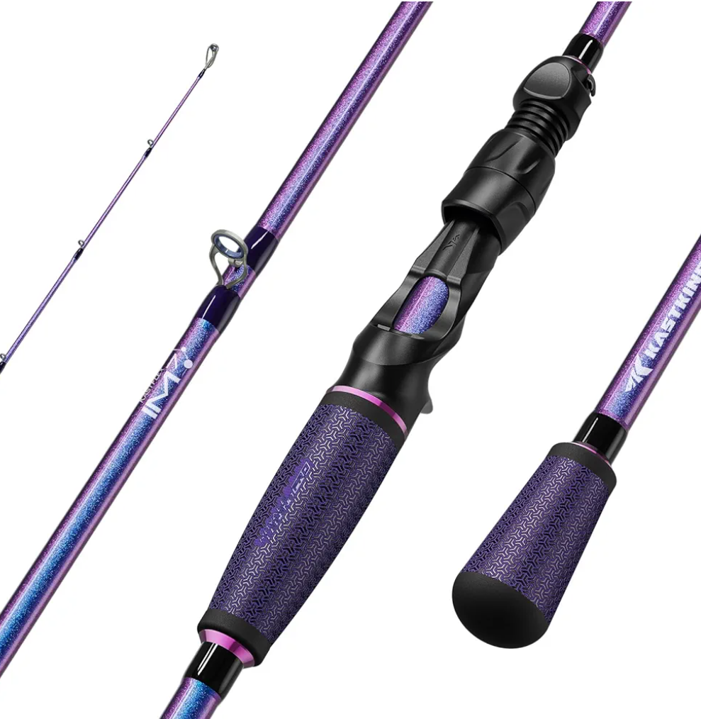 KastKing Royale Legend Pro Technique Bass Fishing Rods, KastFlex IM7 Graphite Blanks, Fuji FazLite Guides, SlipLock Technology Handles, PTS Power Transition System, Custom Foregrip and Hook Keeper