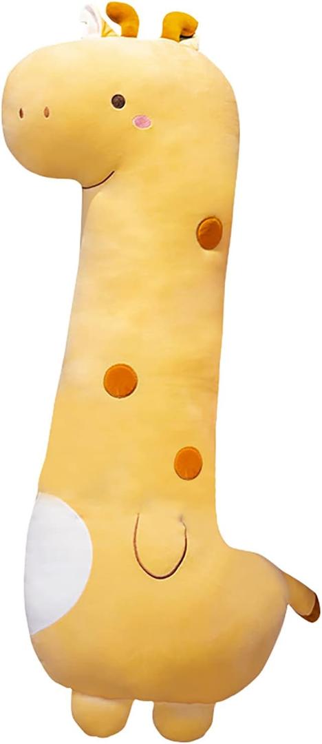 PEACH CAT Cute Long Giraffe Plush Pillow Kawaii Giraffe Stuffed Animal for Girls and Boys Yellow 35.4"