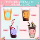 Irenare 72 Pieces 9 OZ Reusable Plastic Smile Pattern Drink Cups Plastic Tumbler Drinking Cups Pastel Cute Plastic Cups for Birthday Picnics Sports Event Wedding Bachelorette Party Decoration