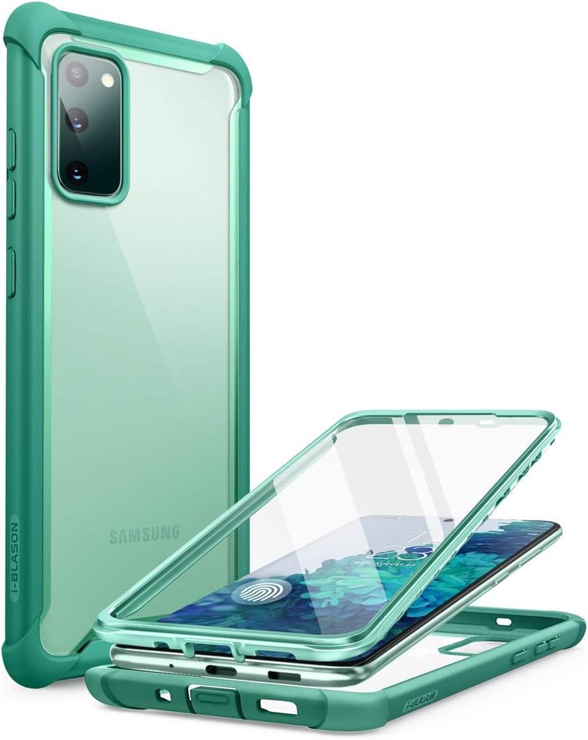 i-Blason Ares Series Designed for Samsung Galaxy S20 FE 5G Case (2020 Release), Dual Layer Rugged Clear Bumper Case with Built-in Screen Protector (MintGreen)