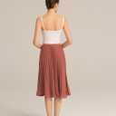 GRACE KARIN Pleated Midi Skirt for Women,Summer Chiffon Elastic High Waist Knee Length Skirts, Swing A-Line Boho Outfits (L)