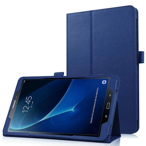 SZLONKOU Tablet Cover for Samsung Galaxy Tab A 10.1 SM-T580 SM-T585 SM-T587(2016 Release),Ultra Slim Folio Stand Lightweight Leather Case for Galaxy Tab A 10.1" 2016 T580 T585 T587 (PU-Dark Blue)