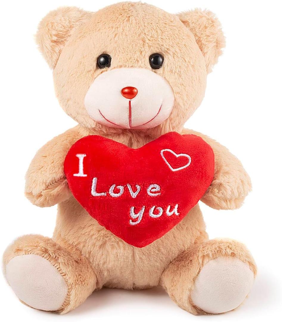 Stuffed Animal, 11 Inch Dog, Ideal for Gifts for Friend, bear with Red heart