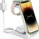 Wireless Charging Station for Apple - 3 in 1 Wireless Charger Stand Dock Watch and Phone Charger Station for Apple Watch 11/8/7/SE/6/5/4/3/2, iPhone 17 Air 16-12 Pro Max SE XS X, Samsung, AirPods (White)