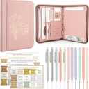 Mother Gift Bible Cover Case for Women Leather Christian Portfolio 13.5"with 5 Gel Pens 6 Colored Highlighters 5 Bible Labels for Christian Teacher Nurse