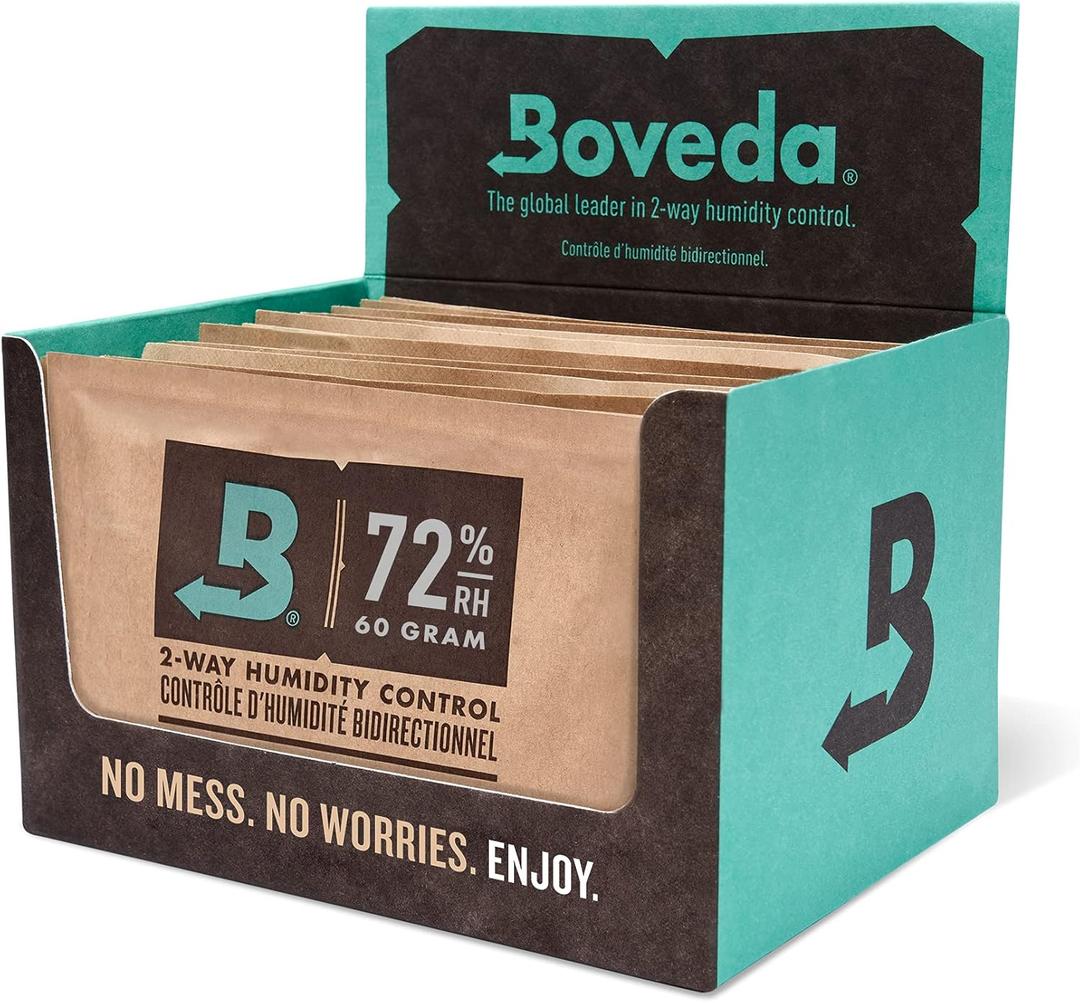 Boveda 72% Two-Way Humidity Control Packs For Wood Humidifier Boxes  12 Pack  Moisture Absorbers  Humidifier Packs  Individually Wrapped Hydration Packets (Standard/Up to 25 Sticks (12-Pack)) Boveda 72% Two-Way Humidity Control Packs For Wood Humidifier Boxes  12 Pack  Moisture Absorbers  Humidifier Packs  Individually Wrapped Hydration Packets (Standard/Up to 25 Sticks (12-Pack))