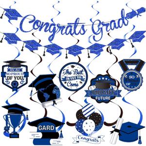 Congrats Grad Banner Graduation Party Decorations Graduation Banner Grade Decorations Class of 2025 with Congrats Decorations for 2025 Grade Decor (Purple Glitter)