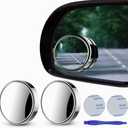 2 pcs Blind Spot Mirrors, 2" Round HD Glass Convex 360° Wide Angle Side Rear View Mirror with ABS Housing for Cars SUV and Trucks, Silver, Pack of 2