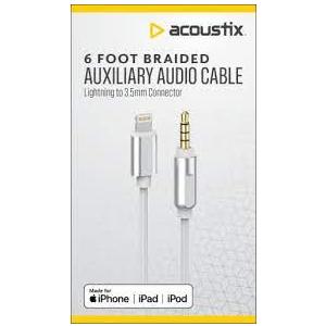 Acoustix 6 Foot Braided Auxiliary Audio Cable 2 Pack