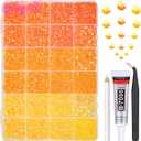 qiipii 2mm-6mm 3 Color Orange AB Series Jelly Resin Rhinestones w B7000 Jewelry Glue for Bedazzling Crafting Flatback Stones Gems Diamonds for Nails Face Eyes Makeup Tumblers Bottles Crafts Clothes