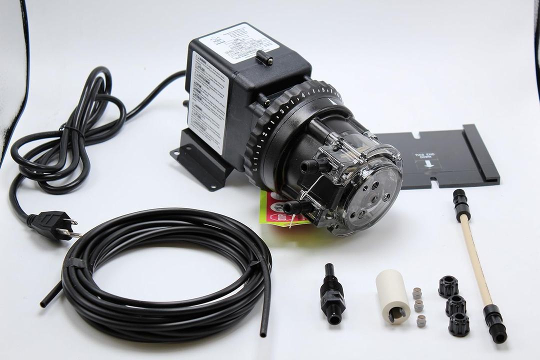 Stenner 85MJH2A2S Peristaltic Adjustable-Head Chemical Injection Pump, 0.817 GPD, 100 PSI, 120V, Polycarbonate, Black