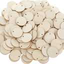 200 Pcs Unfinished Blank Wood Circle Pendants - 1 Inch Round Disc With Holes for Crafts, Wooden Earring Blanks, Small Discs for Decoration, DIY Embellishment