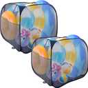 2 PCS Pool Storage Bins, 100 Gallon, Sturdy Nylon Mesh Pool Basket Organizer with Side Pocket- Quick Drying Pool Storage, Large Swim Accessories Holder for Float, Beach Balls,Towel