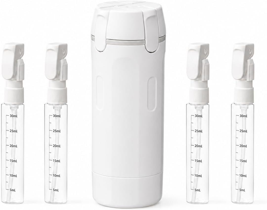4-in-1 Travel Bottle, Leak-Proof Refillable Toiletry Dispenser for Shampoo, Conditioner & Lotion, TSA Approved, 4X 30ml(1oz) Portable Travel Size (White) 