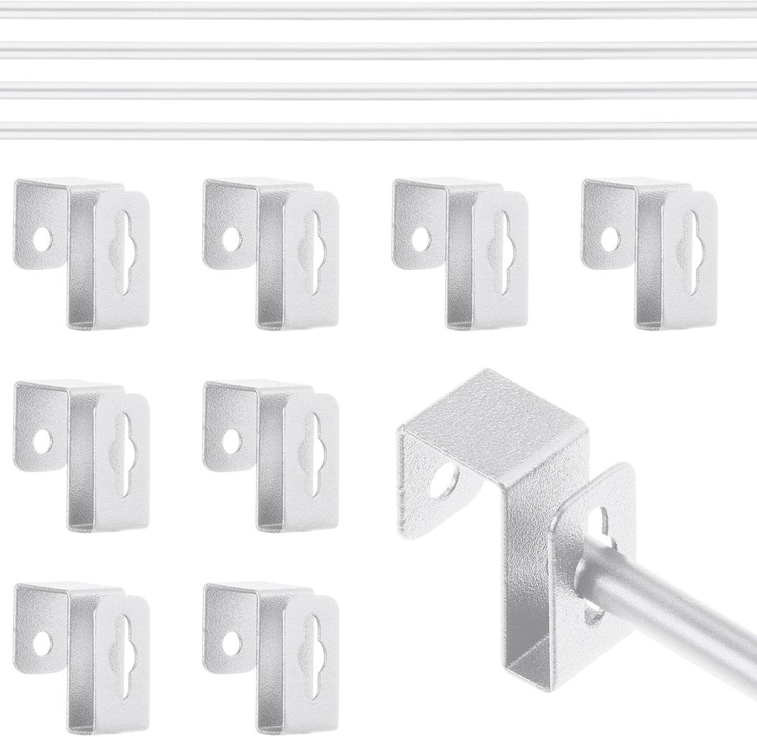 4 Set 12 Pcs Silver Metal Hanging File Bracket Clips 8 Hanging Rail Clip 4 File Cabinet Rails Fits 1/2 Drawer Side Document Folder Frame Document Hangers for Cabinets Storage