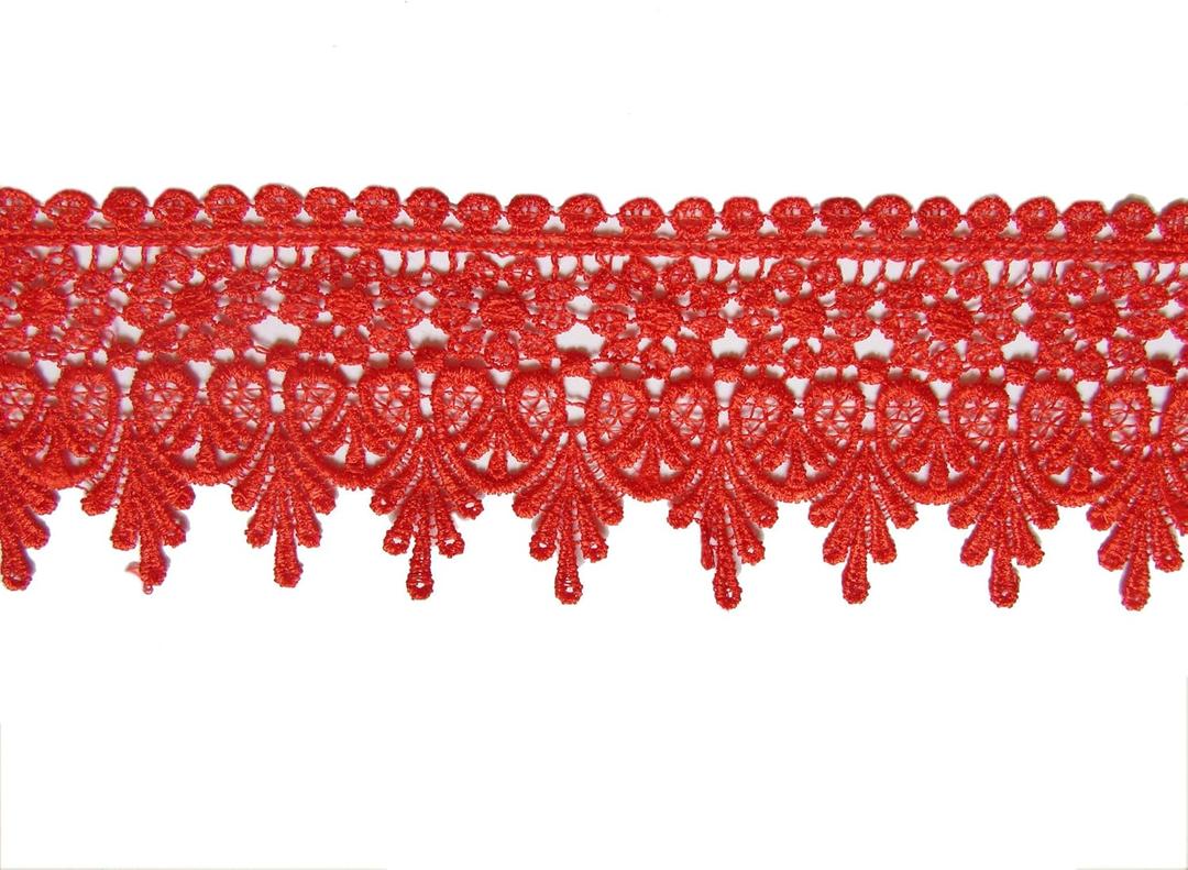 YYCRAFT 5 Yards Red Lace Edge Trim Wedding Applique DIY Sewing Crafts (Width:3.5 Inch Red)