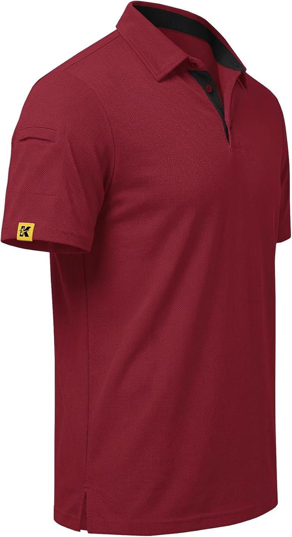 Men's Polo Shirt Short Sleeve Moisture Wicking Sports Casual T-Shirt Golf Polo Shirt Business Collar Shirt for Men Red M (M)
