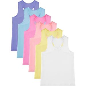 Geyoga 6 Pieces Girls Dance Tank Top Sleeveless Cami Racerback Crop Camisole Outfit for Ballet Athletic, M