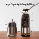 ThermoMaven Upgraded Larger Capacity Electric Salt and Pepper Grinder Set, 110ml Rechargeable Salt and Pepper Shaker with LED Light, Stainless Steel Automatic Pepper Mill with 6 Adjustable Coarseness