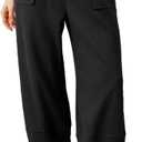Womens Baggy Wide Leg Pants Summer Casual Elastic Waist Palazzo Harem Pants with Pockets (Large, Black)