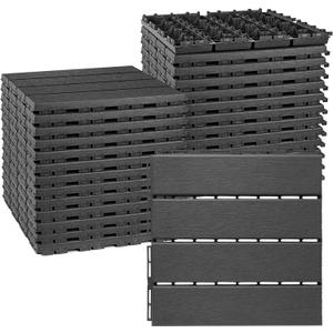ToLanbbt Plastic Interlocking Deck Tiles 27 Pack 12"x12" Waterproof Indoor Outdoor Composite Patio Flooring Decking Tiles All Weather Use for Patio Porch Balcony Backyard Poolside, Dark Grey