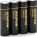 JESSPOW 18650 Rechargeable Battery 3.7V 3300mAh Flat Top, Batteries for Flashlight, Camera, Small Fan, Outdoor Garden Lights 4 Pack