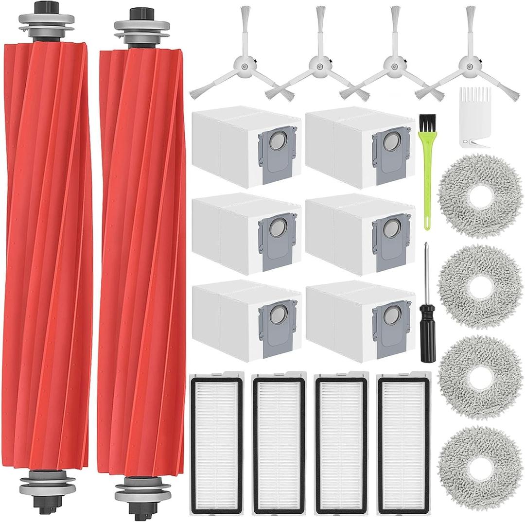 Qrevo S Replacement Accessories for Roborock Qrevo S/Qrevo Pro/Qrevo Plus/QRevo MaxV Replacement Parts for Qrevo S Accessory Kit 2 Main Brushes 6 Dust Bags 4 Filters 4 Mop Pads 4 Side Brushes