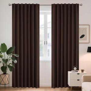 Joydeco Blackout Curtains 96 Inches Long for Bedroom, Thermal Insulated Black Out Curtains 2 Panels Set, Room Darkening Drapes for Living Room, Window Drapes(W52 x L96 Inch, Chocolate)