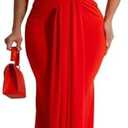 Yuopeid Women's Sexy Sleeveless Deep V Neck Fashion Ruched Bodycon Floor Length Formal Evening Party Maxi Long Dress.L