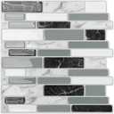 Art3d Peel and Stick Wall Tile for Kitchen Backsplash, 12"x12", (10 Tiles) (Gray)