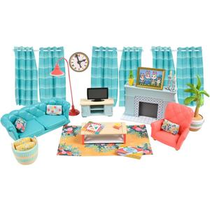 Honey Bee Acres Cozy Living Room Dcor  28 Pieces Accessory Set | Colorful Farmhouse Doll Furniture | Pretend Play Toys for Kids - Sunny Days Entertainment