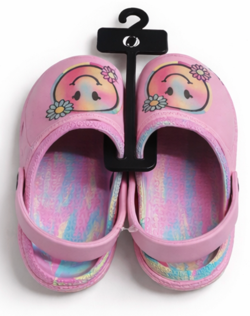 Smiley Face Size 13 Pink Children's Clogs Slip-on Slides Non-Slip Beach