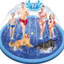 Raxurt Splash Sprinkler Pad for Dogs Kids, 97 Inch Anti-Slip Thickened Dog Pool Durable Upgrade Bath Pool Pet Summer Outdoor Water Toys, Blue