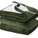 Bedsure Electric Blanket Twin - Soft Flannel Heated Blanket, Fast Heating with 10 Time Settings & 6 Heat Settings, Warm Gift for Grandma (62x84 inches, Olive Green)