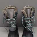 Knixmax Women's Winter Snow Boots Waterproof Mid Calf Booties Fur Lined Warm Outdoor Insulated Mucker Yard Skiing Hiking Boots Black Size 6 US / 37 EU