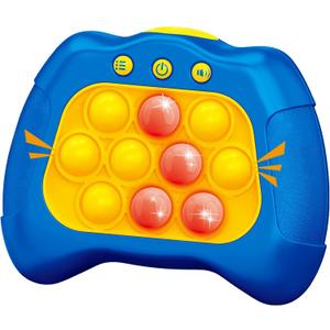 Pop Push Game Toy for Kids, Quick Fast Push Pop Puzzle Handheld Game Light up Fidget Toy 8-12, Bubble Sensory Toys Christmas Birthday Gifts for Kids Ages 3-12 (Blue)