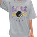 Oversized Football Shirts Women Game Day Tshirt Football Outfits Team Fan Gifts Tee Tops (Gray, XL)