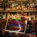 Acrylic Dry Erase Board with Light 11.8 X 7.9 Clear Light up Dry Erase Board with Stand Desktop Glow Memo LED Letter Rewritable Message Board White Board LED Note Board with 7 Color Markers