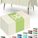 Pureegg Plastic Table Cloth Disposable 10 Pack, 54 x 108 Inch Table Cloths, Party, Wedding, Thanksgiving Decorations, Fall Tablecloths, Rectangle, Beige Plastic Cover, Leakproof & Sturdy, Cream, Ivory