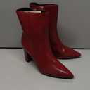 NEWBELLA Women's British Style Ankle Boots - Fashionable Vegan Leather Short Boots, Versatile Chunky Heel Booties for Everyday Wear, Burgundy 8