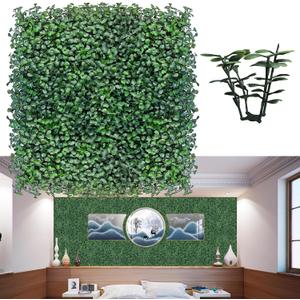ODTORY Artificial Grass Wall Panels Backdrop,13.15 X 13.15 in 12P (14.5 sqft) UV-Anti New Bottom Plate Greenery Boxwood Panels for Indoor Outdoor Green Wall Decor & Ivy Fence Covering Privacy