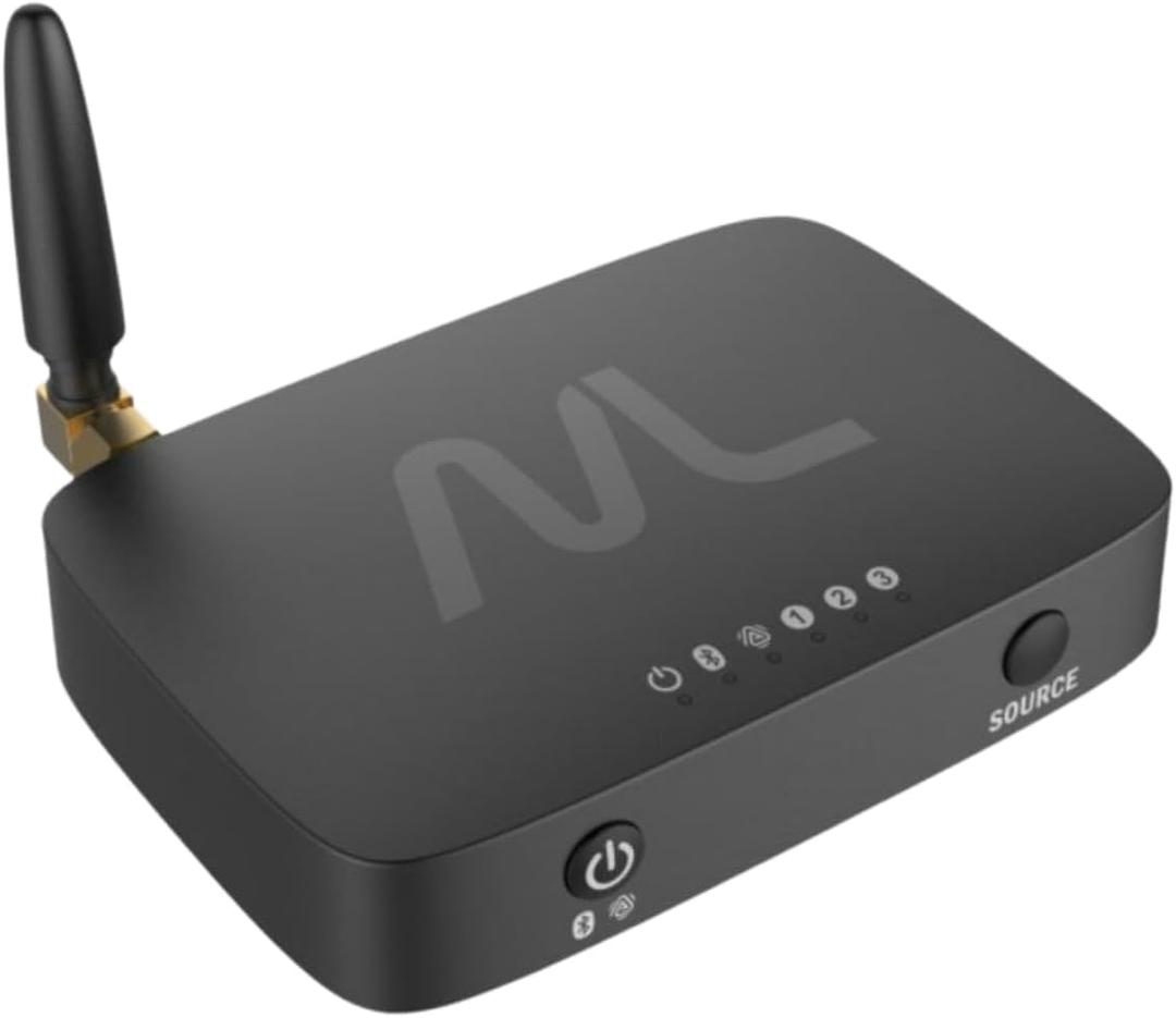 TV hearMore Auracast Audio Transmitter  Auracast & Bluetooth Classic Dual Mode, HDMI/Optical/AUX/MIC Inputs, Low-Latency Wireless Broadcast for TV, Classrooms & Public Venues