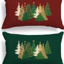 Lanpn Christmas King Pillowcase 20x36 Set of 2, Red Green Decorative Lumbar Pillow Cases 20 x 36 Long Rectangle King Shams Throw Bed Pillow Covers Holiday Xmas Cushion Cover 2 Pack