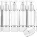 2.7OZ/80ML Clear Airless Pump Bottles, Lotion Dispenser Travel with Pump, Vacuum Plastic Travel Size Lotion Bottle for Foundation, Creams, Cosmetic(6 Pack)