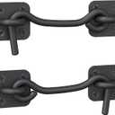 Sliding Barn Door Latch Lock for Locking Barns Sliding and Double Doors Gates Garage and Shed Doors - Wrought Iron Heavy Duty Hook and Eye Latch - Set of 2