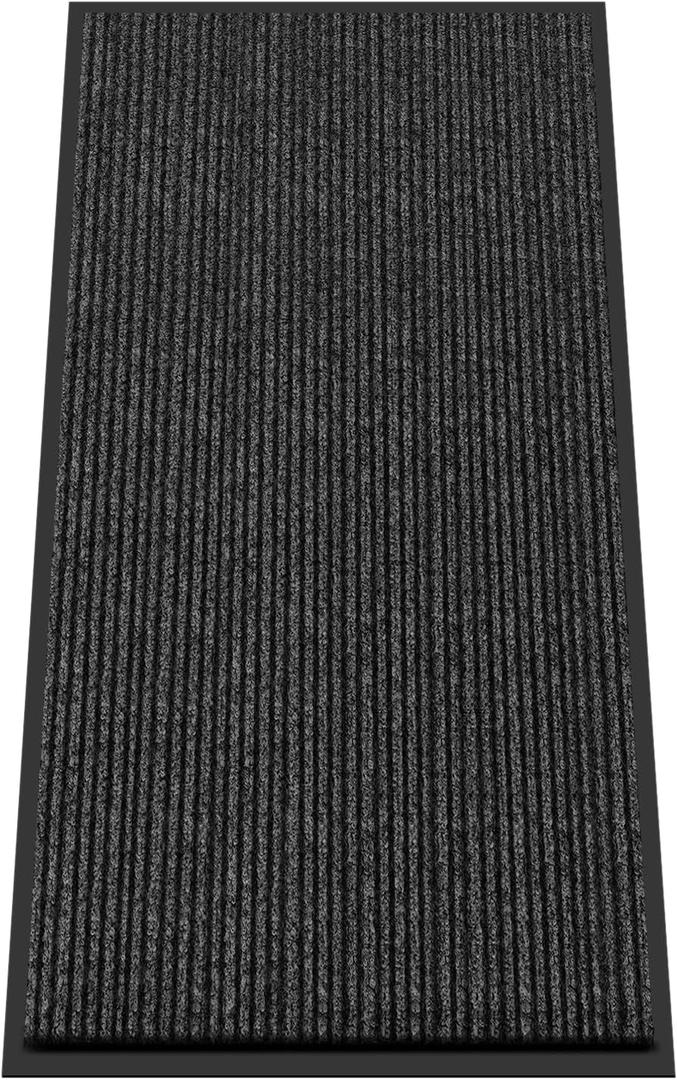 Kuyal Front Door Mat, 2'x4' Indoor Outdoor Entrance Mat, Commercial Floor Mats Inside Outside Entrance, Heavy Duty Durable Welcome, Rubber Backing Non Slip Outdoor Mats for Entryway, Black