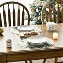 5 x Artoid Mode White Xmas Tree Christmas Round Placemats Set of 4,14 Inch Winter Xmas Holiday Round Table Mats for Dining Decoration (Beige)